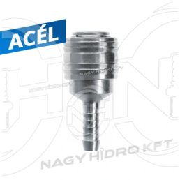   6mm ACÉL, TÖMLŐVÉGES PNEUMATIKUS GYORSCSATLAKOZÓ HÜVELY