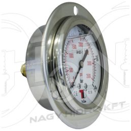 0-315 BAR, MANOMETRU AXIAL 100mm FIXARE PRIN FLANSA FILET 1/2" - MAN-100HP-315