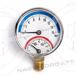 0-16 BAR 0-120Cˇ, TERMOMANOMETRU RADIAL 63mm FILET 1/4" - MANH-63A-016-0120