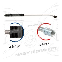   1/4" 1500mm HAJLÍTOTT MOSÓPISZTOLY SZÁR / LÁNDZSA, MŰANYAG MARKOLATTAL ÉS FÚVÓKA VÉDŐVEL (INOX / ROZSDAMENTES)