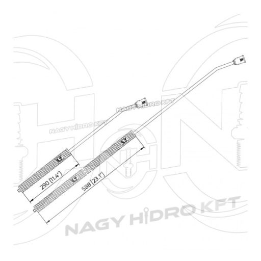 1/4" 600mm HAJLÍTOTT MOSÓPISZTOLY SZÁR / LÁNDZSA, MŰANYAG MARKOLATTAL ÉS FÚVÓKA VÉDŐVEL (INOX / ROZSDAMENTES)