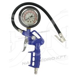   0-16 BAR KERÉK FÚJATÓ PISZTOLY, GLICERINES CSILLAPÍTÁSÚ MANOMÉTERREL