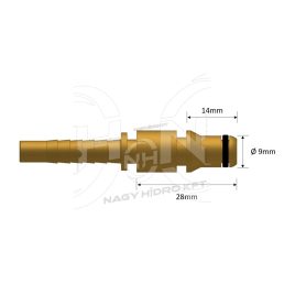   1/4"=DN06 MAGASNYOMÁSÚ MOSÓ CSATLAKOZÓ TÜSKE, RÉZ KIVITEL 9mm/14mm