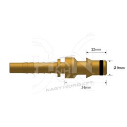   1/2"=DN12 MAGASNYOMÁSÚ MOSÓ CSATLAKOZÓ TÜSKE, RÉZ KIVITEL 9mm/12mm