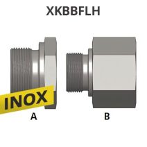 BSP ADAPTER, FIX EGYENES KB-S 60ˇ KÚPPAL ÉS HOMLOKTÖMÍTÉSSEL, ROZSDAMENTES-INOX