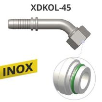 INOX 45ˇ L-ES KÚPPAL METRIKUS TÖMLŐ CSATLAKOZÓ, O-GYŰRŰVEL